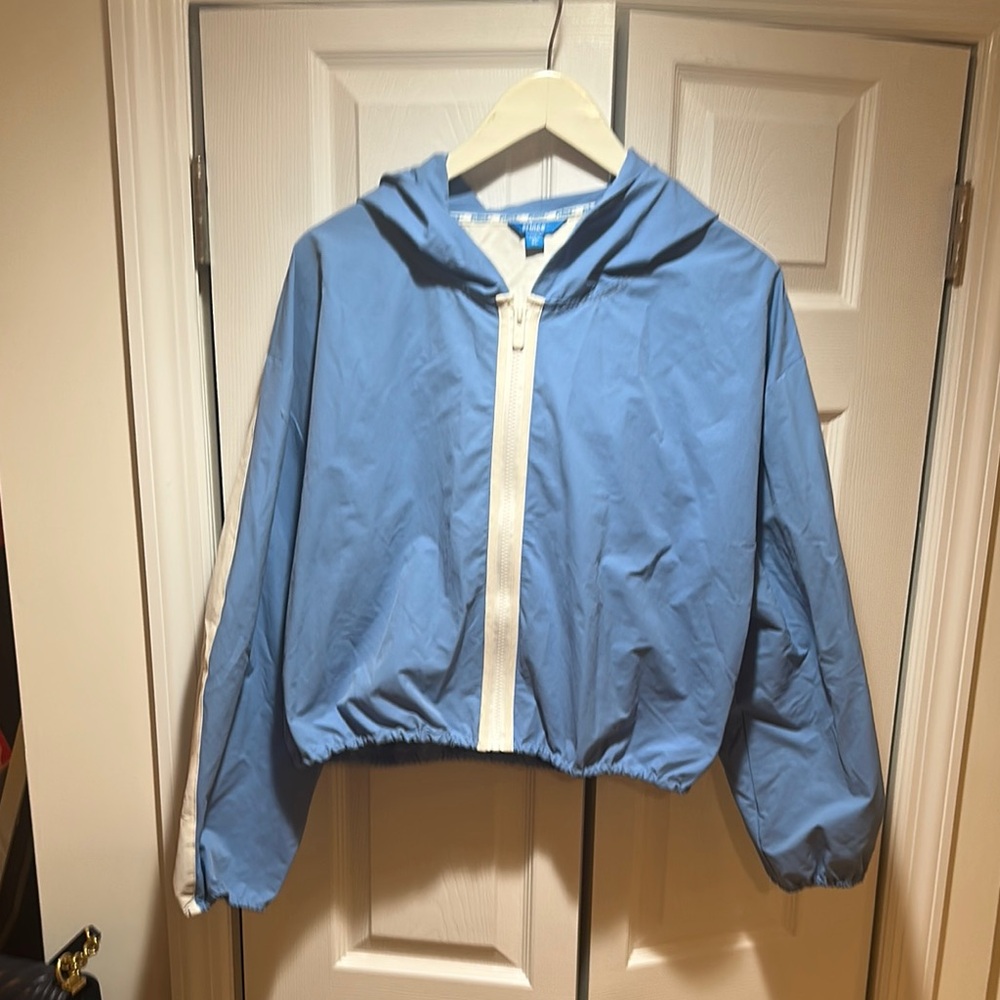 Prince Blue and White Raincoat with Hood and Elastic Cuffs